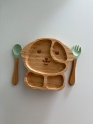 Bambusowy talerzyk ze sztućcami 