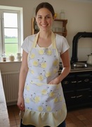 Wiejski Fartuch z Cytrynowym Rowerem – Babciowy Rustykalny Urok