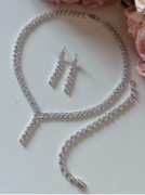 Komplet biżuterii ślubnej w srebrnym kolorze, blask 