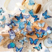 SCRAPBOOKING PAMIĘTNIK NAKLEJKI NIEBIESKIE MOTYLE 40 SZTUK