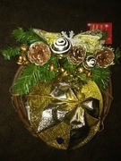 Zestaw prezentowy święta , wianek /wieniec na drzwi + złoty talerz i miska