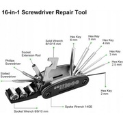 ZESTAW KLUCZY ROWEROWYCH ROWERU IMBUS KLUCZ 16w1
