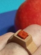 Pierścionek z drewna jabłoni i korala handmade