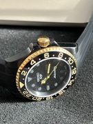 Zegarek Seiko Mod NH36a, 40mm, czarny + złote akcenty, pasek silikonowy