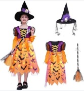 Kostium dziecięcy na Halloween, świecący - czarownica, 120 - 130 cm. 