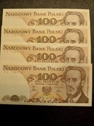 ZESTAW BANKNOTÓW 100 zł  1986 UNC 4szt. Seria PB