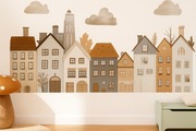 Naklejki ścienne do pokoju dziecka – Uliczka domków w stylu boho