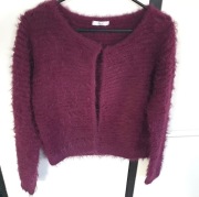 Etam Bolerko narzutka krótki kardigan fioletowy puszysty rozmiar L 40