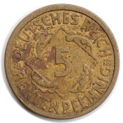 NIEMCY 5 rentenpfennig 1924 A , KM# 32, F