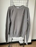 Napapijri szary sweter męski logo bluza bawełna