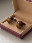 unikat vintage duże spinki AV Dahlgren 1963 Szwecja srebro 830 tygrysie oko