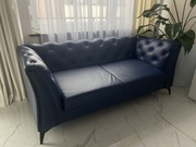 Pikowana sofa skórzana bez funkcji spania