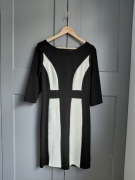 Piękna sukienka monochromatyczna M/38 Wallis czarno biała midi