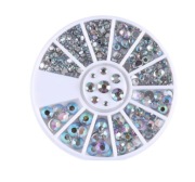 Karuzela z ozdobami ozdoby do paznokci CYRKONIE kolorowe 