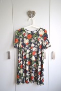 ZARA sukienka mini w kwiaty luźna lekka oversize S floral vintage boho