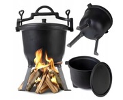 KOCIOŁEK ŻELIWNY GARNEK MYŚLIWSKI WEGIERSKI PIECZONIKI 10L NA OGNISKO GRILL