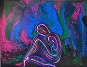 Krajobraz ręcznie malowany strukturalny 3D 60 na 80 abstrakcja człowiek