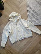 H&M biały kremowy sweter z kapturem z suwakiem bluza oversize S