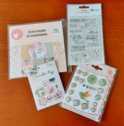 Scrapbooking - zestaw: blok papierów 15x15 + stemple + tagi + ćwieki