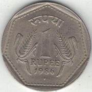 Indie 1 rupia 1986 B - 26 mm - Bombaj - nr 1