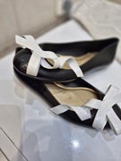 Gumowe czarne baleriny z białą kokardą Rozmiar 37