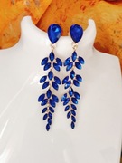 Eleganckie długie kolczyki sztyfty niebieskie cyrkonie Glamour 