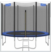 Trampolina ogrodowa 305 cm czarno-niebieska – siatka ochronna