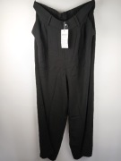 Spodnie damskie czarne M eleganckie szerokie nogawki wysoki stan