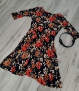 **WIOSNA**wygodna elegancka sukienka pasek z czarnego lakieru L/40