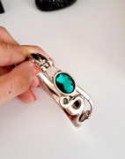 Bransoletka solidna z zielonym oczkiem