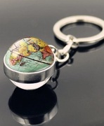 Brelok mapa świata szklany dla podróżnika 