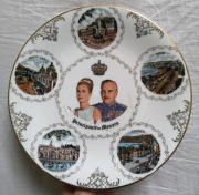 Piękny zdobiony talerz ozdobny księstwo Grace Kelly książę Rainier Monaco 