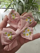 2szt spinki do włosów kokardki haftowane handmade 