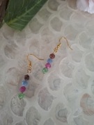 Kolczyki handmade srebro pozłacane z naturalnych kamieni turmalin 