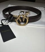 Pinko Love Berry H2 Belt pasek ciemnobrązowy skórzany złota klamra r. XS