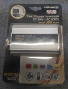 Przetwornica samochodowa Whitenergy 200W wejście 24V wyjście 230V+USB. Nowa