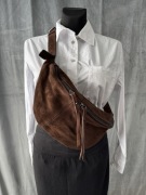 Nerka torebka czekolada zamsz naturalny Włoska - nowa