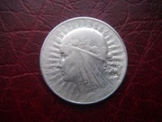POLSKA  MONETA  5 zł 1933 r. GŁOWA KOBIETY JADWIGA (SREBRO ) zzm