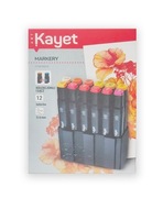 permanentne markery dwustronne, kayet markery 12 sztuk ciepłe kolory