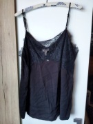 H&M elegancki czarny top bieliźniany z koronką 50