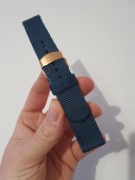 Pasek do zegarka 20 mm mocny nylon granatowy navy blue złota klamra motyl