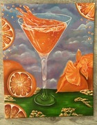 OBRAZ RĘCZNIE MALOWANY AKRYL MOTYW POMARAŃCZY 50x40cm