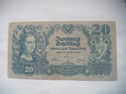 Banknot AUSTRIA  - 20 Szylingów 1945 r. 