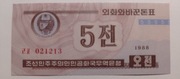 Korea Północna 5 Chon 1988 UNC