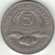 Gwinea 5 starych franków 1962 - 20 mm