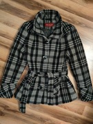 Płaszcz damski wełniany 85% wełna krata 36 S Paolo Morelli + pokrowiec