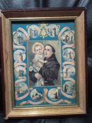 Św. Antoni z Padwy- obraz w ramie za szkłem. - pocz. XX w.