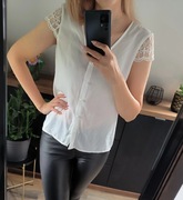 Damska elegancka bluzka M/38 Shein guziczki koronka 