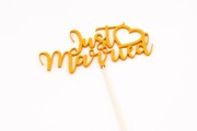 Topper na tort Just Married złoty dekoracja ślubna