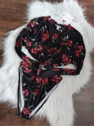 Unique 21 body długi rękaw czarne kwiaty 5xl 4xl